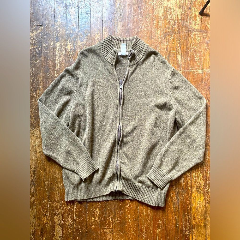 Dockers Men's Full-Zip Knit Sweater Jacket in Olive Green